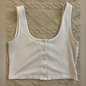 White Buttoned Crop Tank